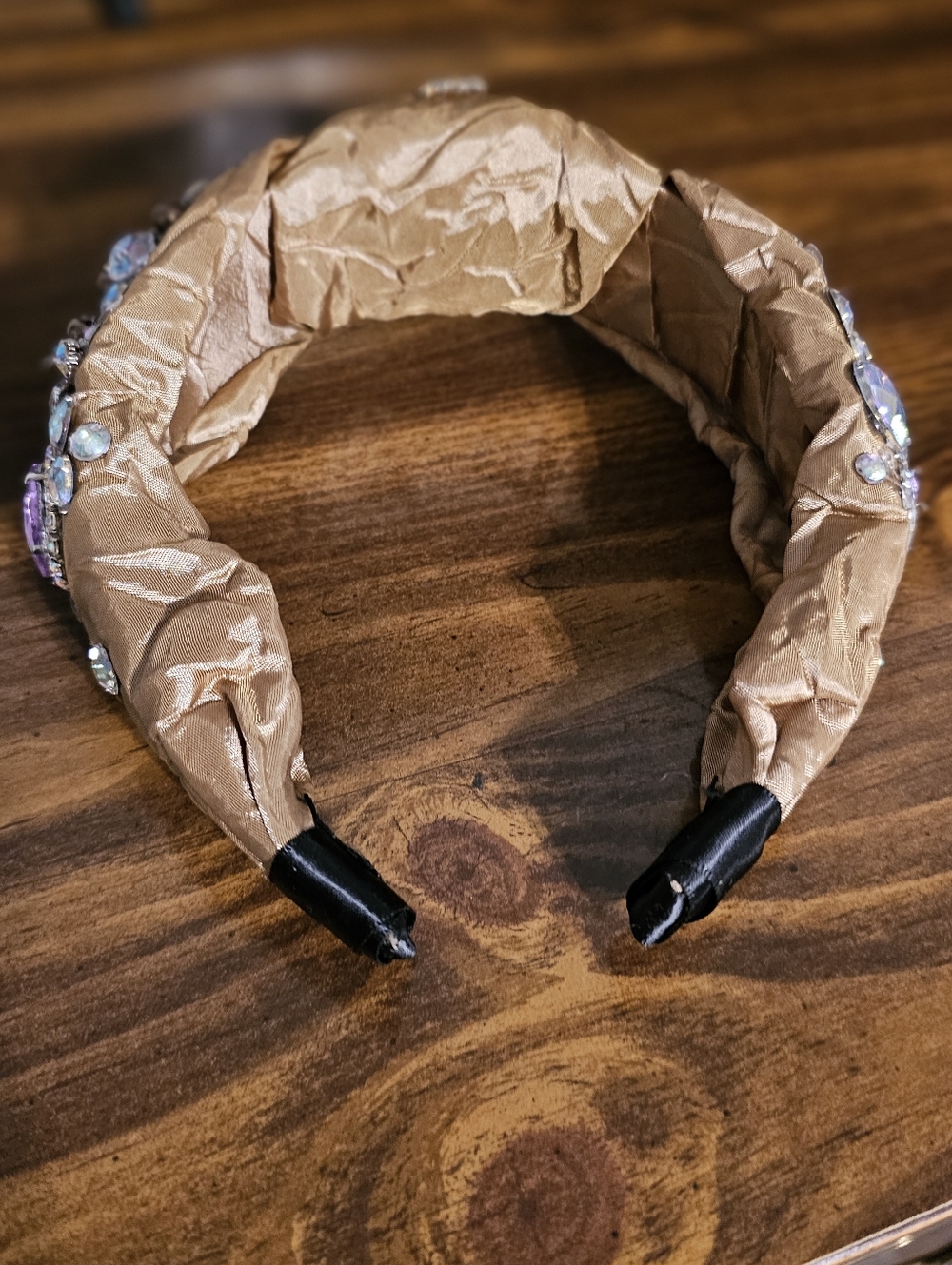 Embellished Satin Headband in Gold With Jeweled Accents NWOT - Picture 8 of 11